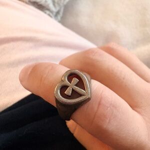 James Avery Silver Heart Cross Ring